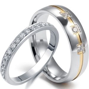 2 Piece Sterling Silver & Stainless Steel Ring Set